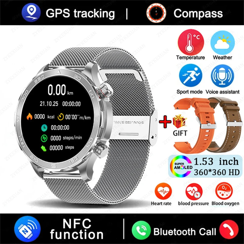 2025 New GPS Bluetooth Call Smart Watch Men  NFC