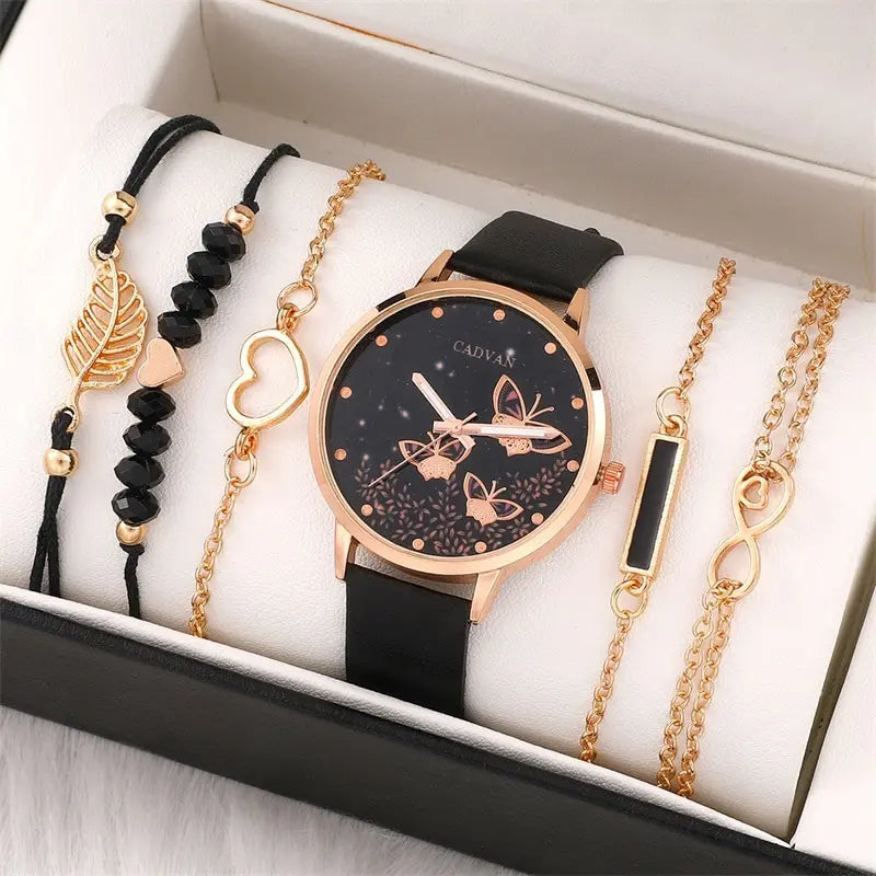 6pcs -  Set Womens Watches Ladies Fashion