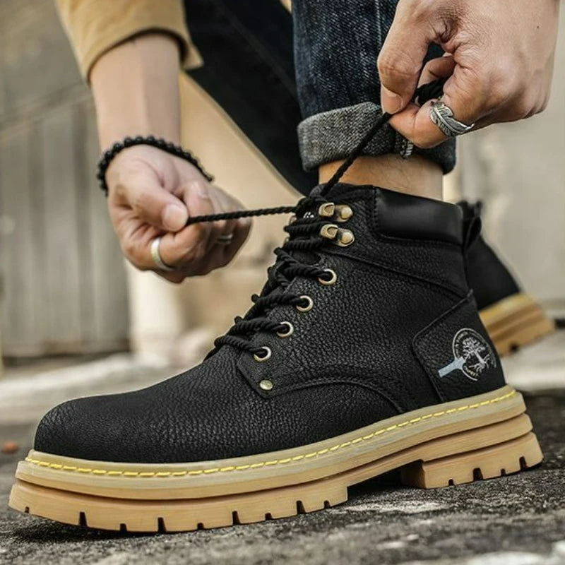 Men Boots Leather 2025 Brown