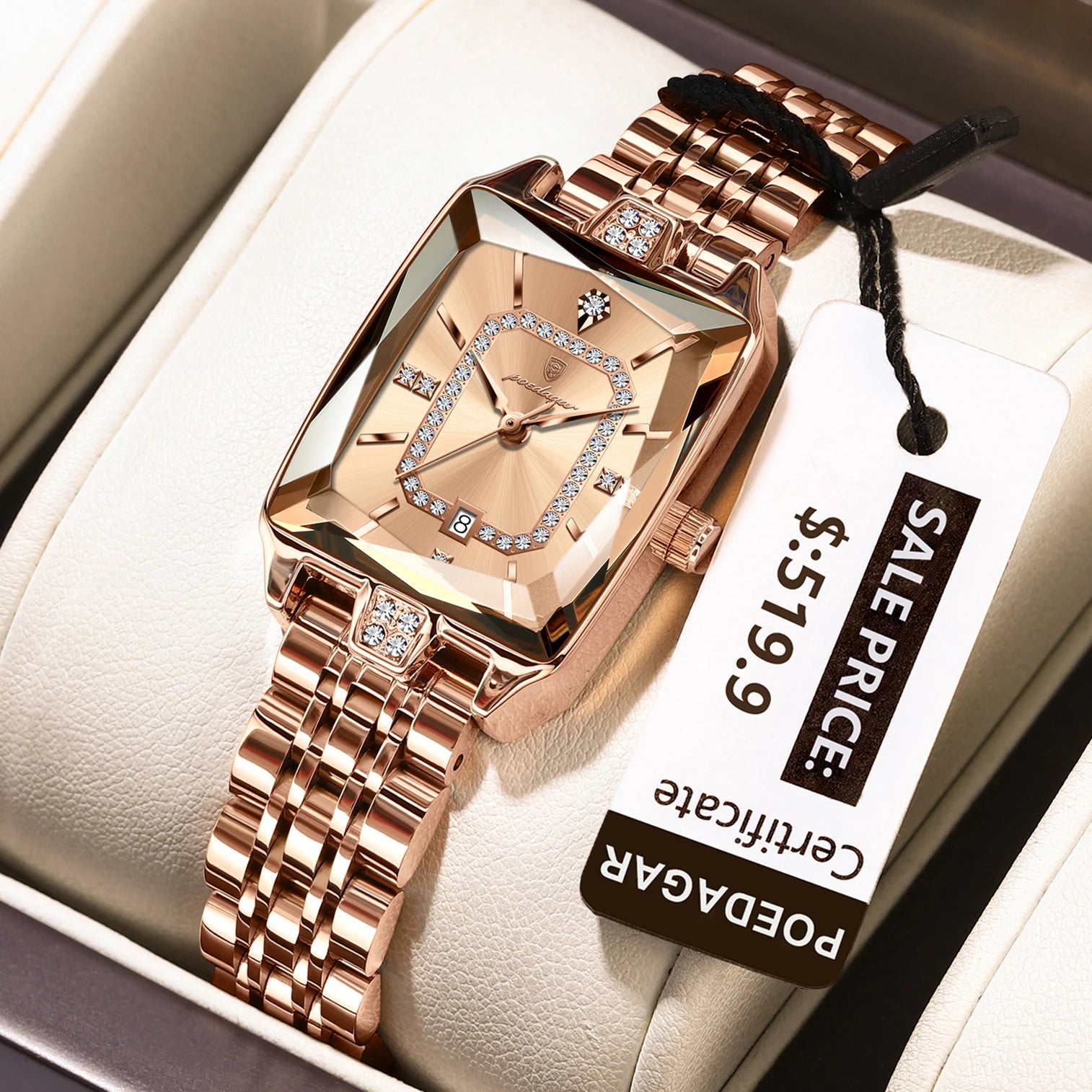 High Quality Ladies  Waterproof  Watch Stainless Steel Quartz Women's Watches Elegant+Box