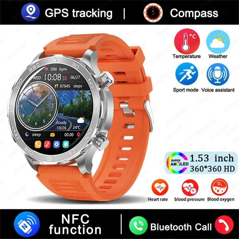 2025 New GPS Bluetooth Call Smart Watch Men  NFC