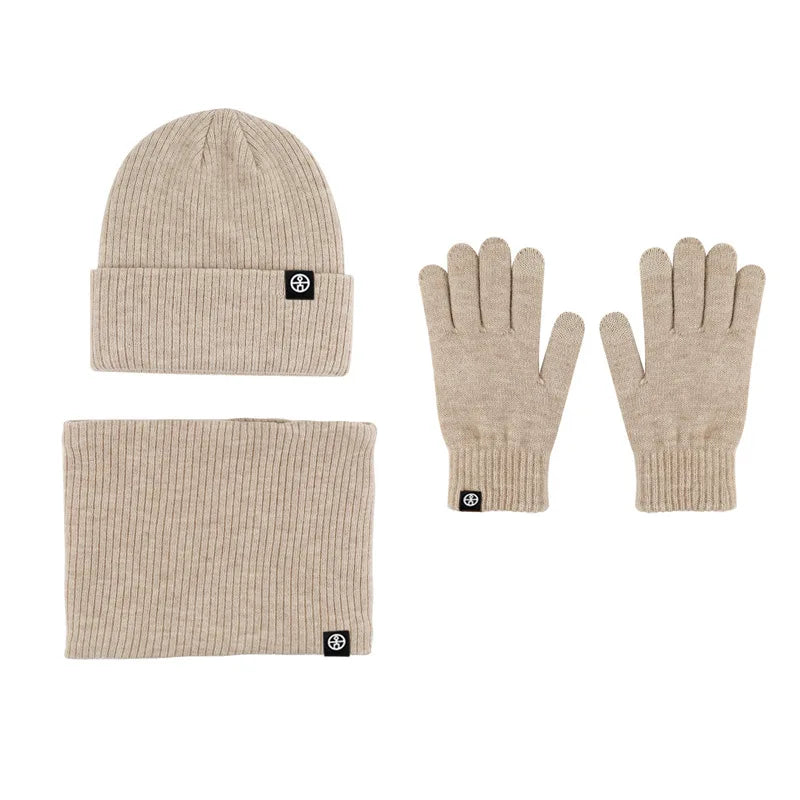 3pcs Winter Beanie Hat Gloves Snood Scarf