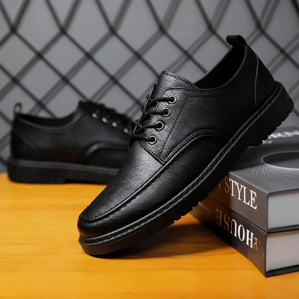Casual Leather Shoes British Style Men's Comfortable, Quality, Leather, Soft, and Wear-Resistant, Men's Dress Shoes