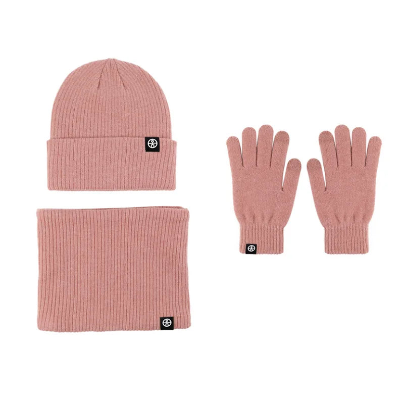 3pcs Winter Beanie Hat Gloves Snood Scarf
