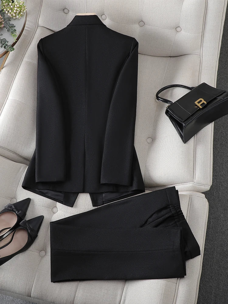 Women's Pant Suit Long Sleeve Solid Ladies Blazer