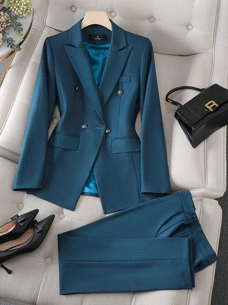 Women's Pant Suit Long Sleeve Solid Ladies Blazer