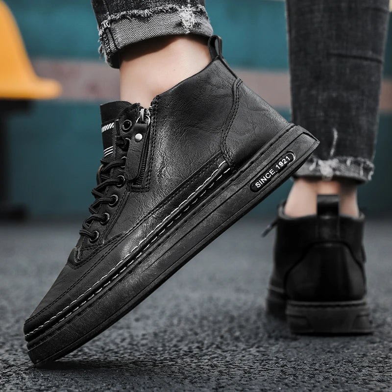 Men's boots four seasonal outdoor workwear boots male casual boots fashion soft sole comfortable leather sports boots men's shoe
