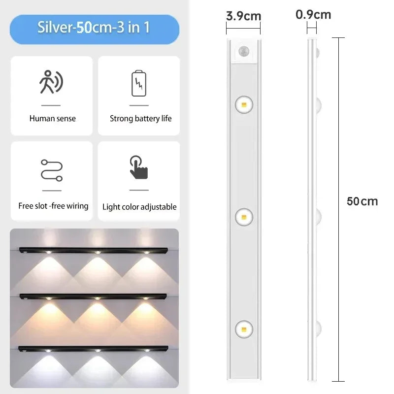 3 in 1 Under Cabinet Lights Wireless Lamp with Motion Sensor