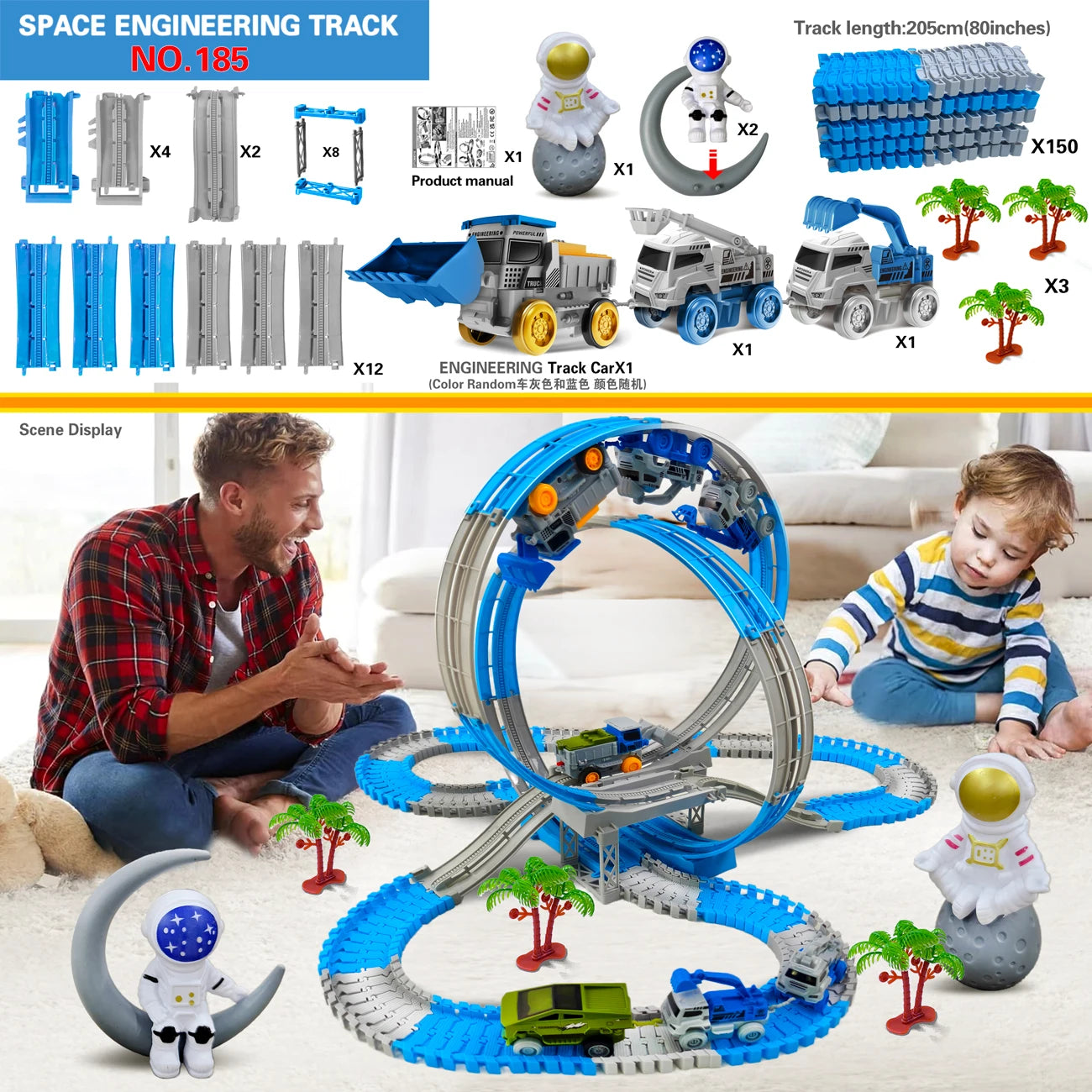 Space Track Toys Magic Climbing electric Engineering Race Car Toy