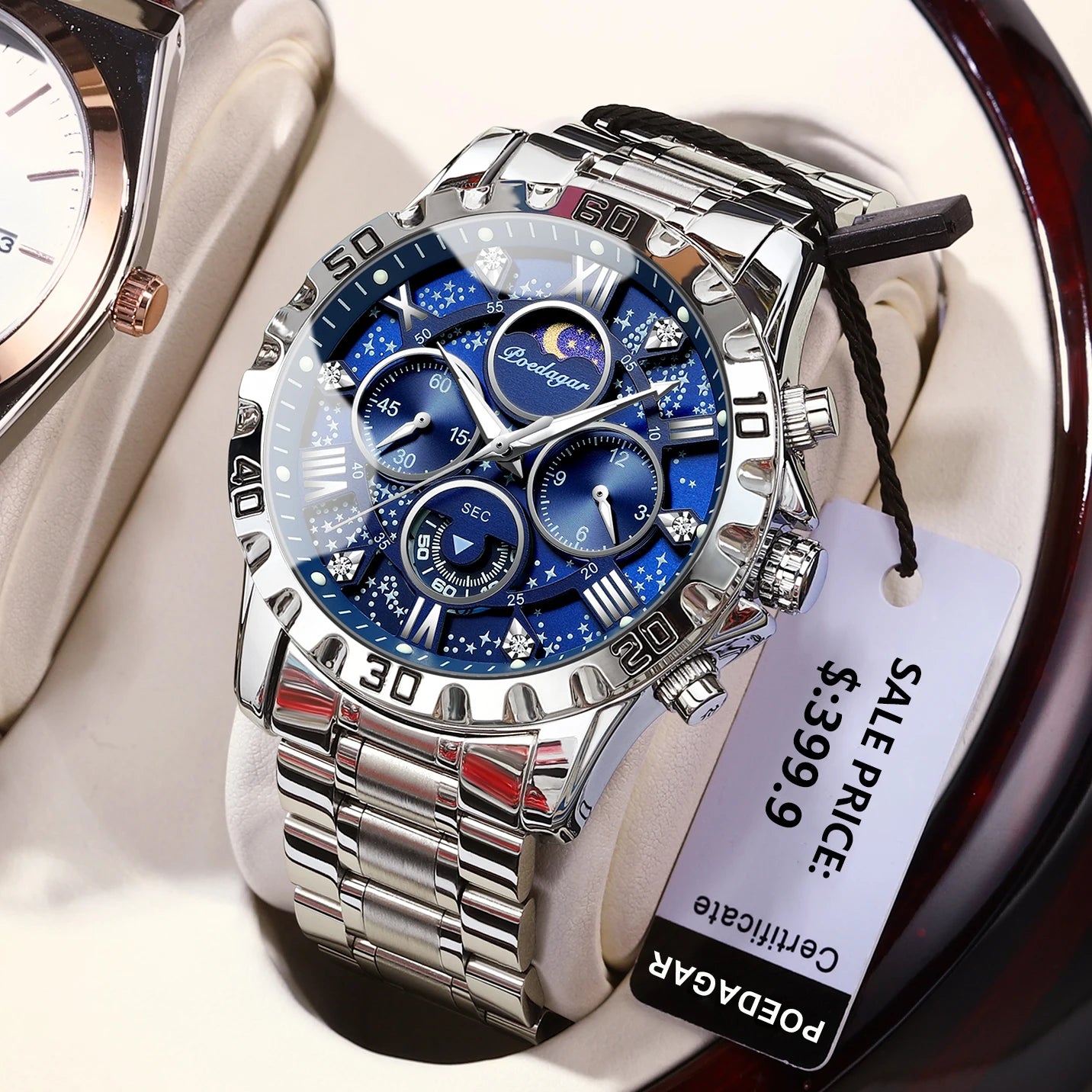 Luxury Man Wristwatch Sports Men Watch Stainless Men's Watches+Box