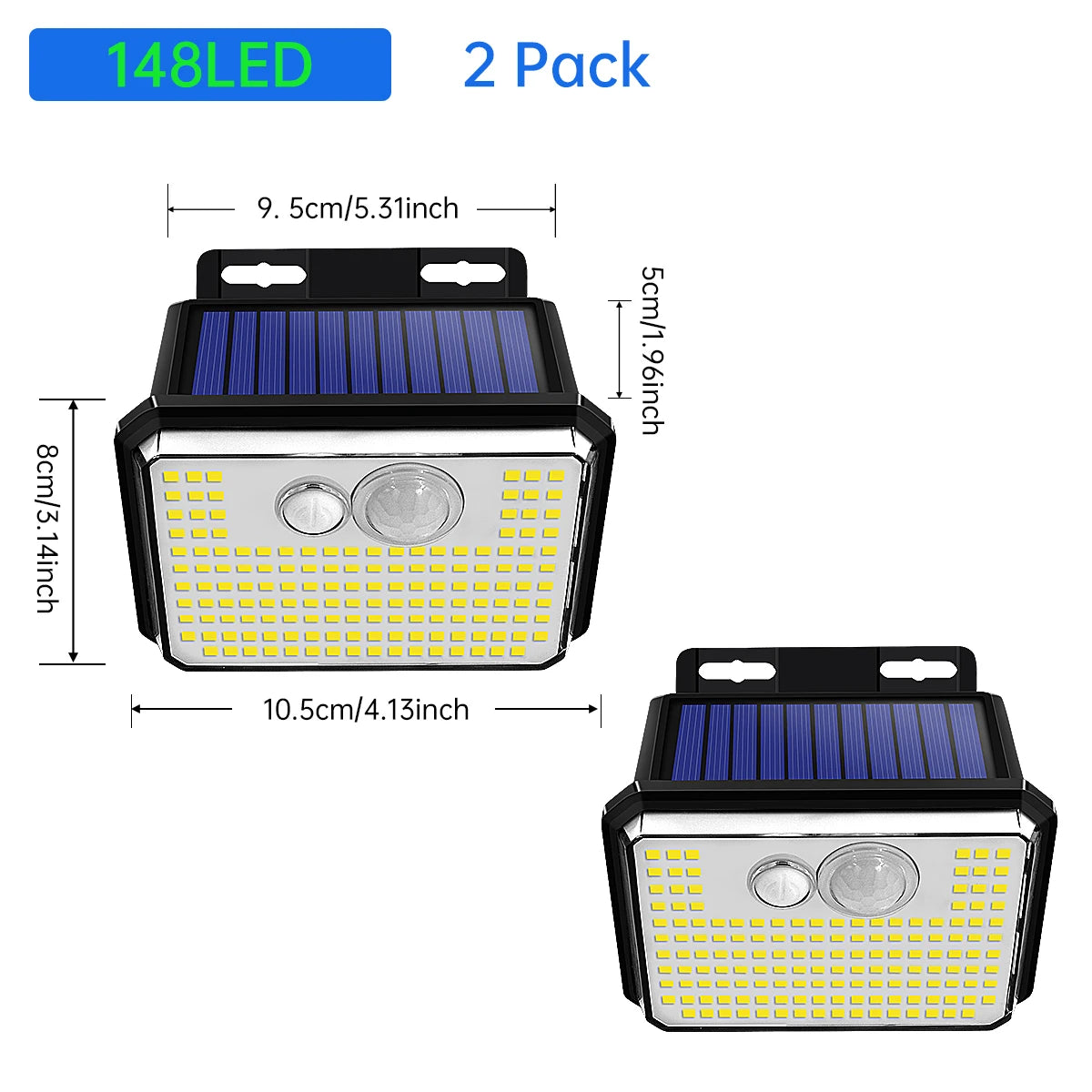 2 - Pack Solar Outdoor Motion Sensor Wall Light Solar