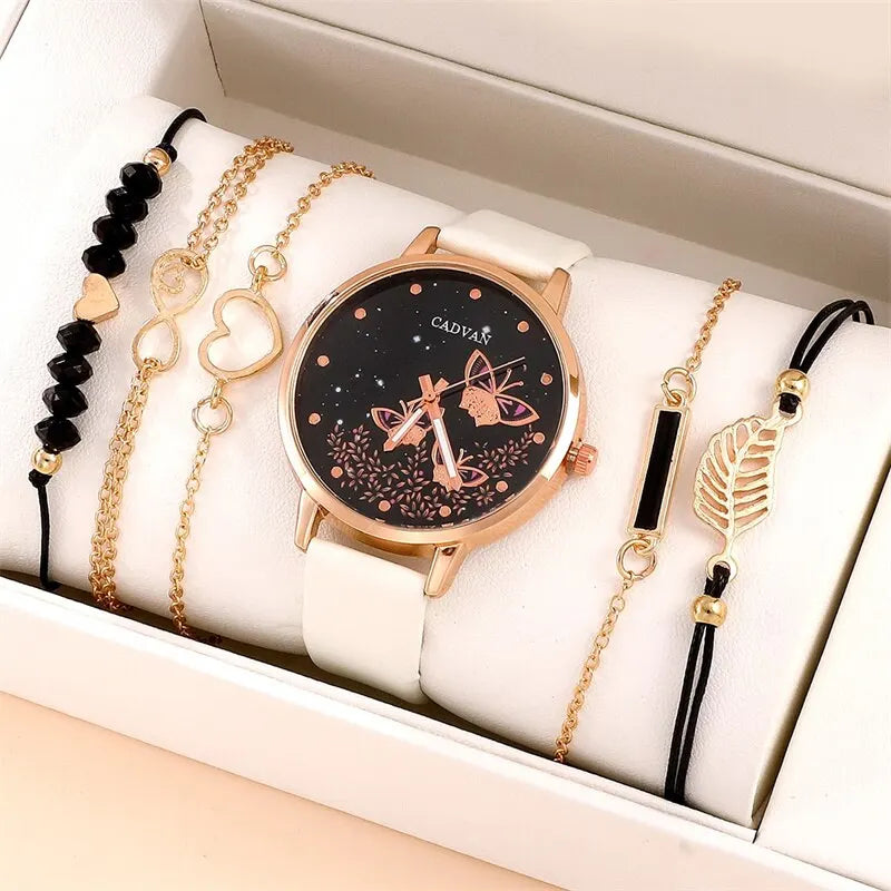 6pcs -  Set Womens Watches Ladies Fashion