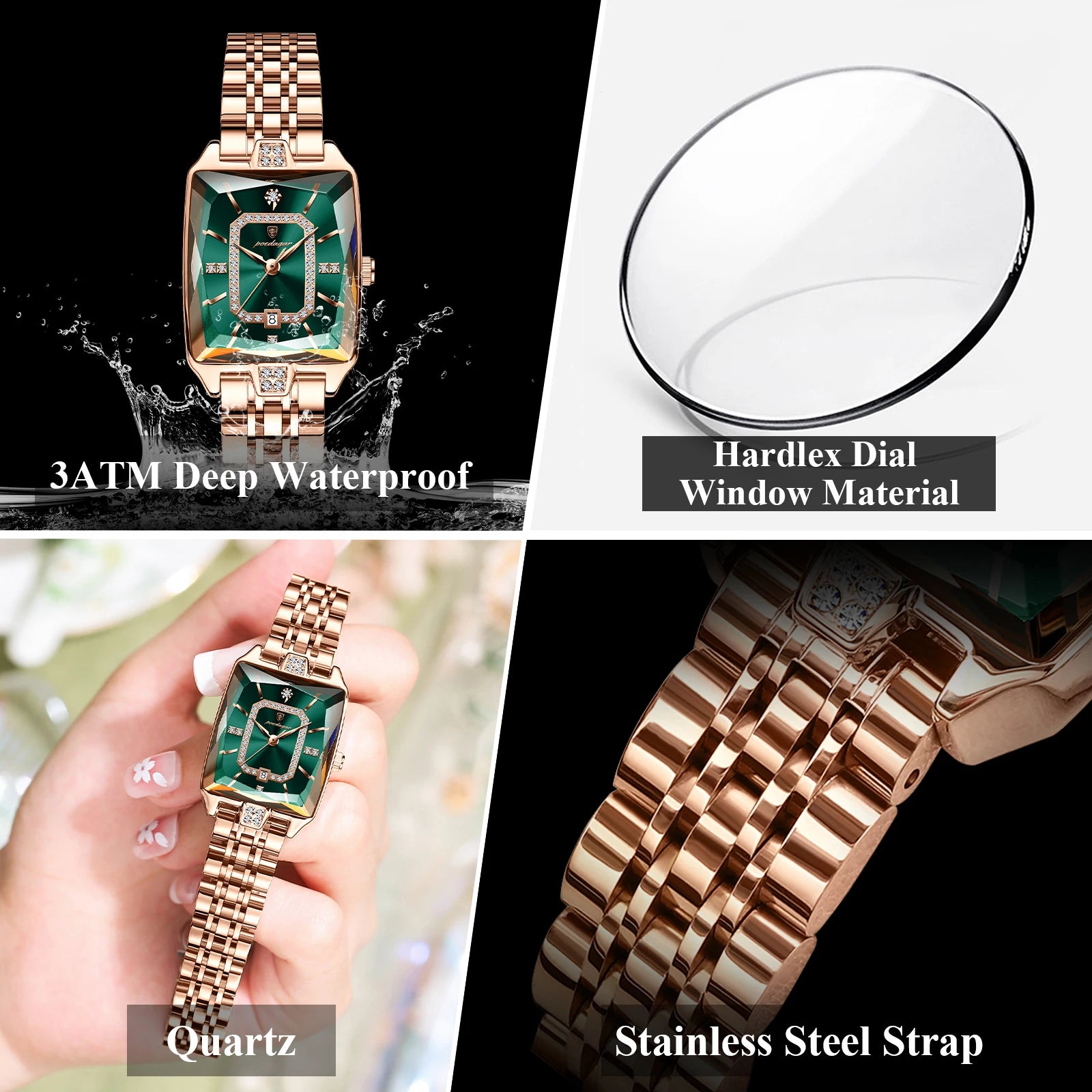 High Quality Ladies  Waterproof  Watch Stainless Steel Quartz Women's Watches Elegant+Box