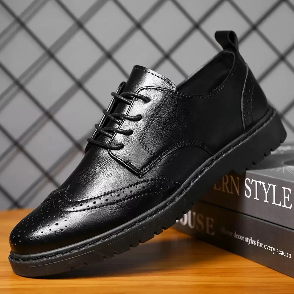 Casual Leather Shoes British Style Men's Comfortable, Quality, Leather, Soft, and Wear-Resistant, Men's Dress Shoes