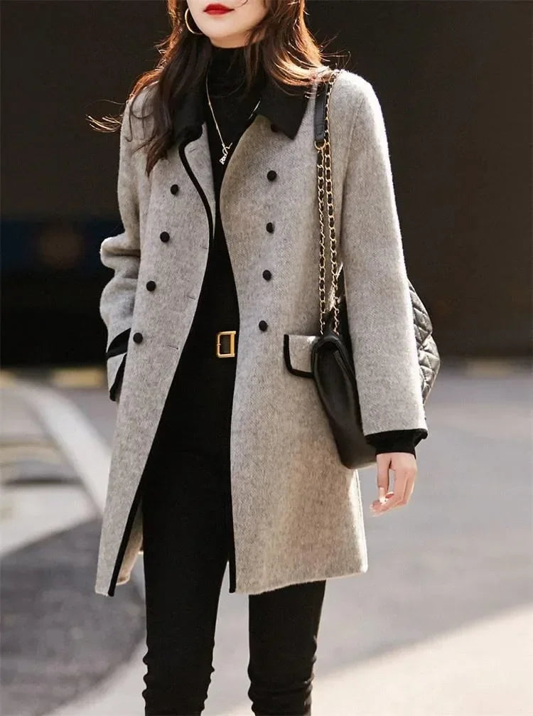 Blends Coat Autumn Women Fall Winter