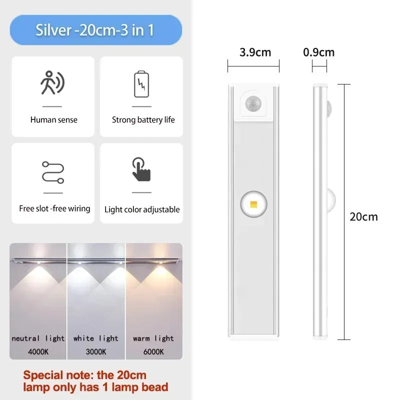 3 in 1 Under Cabinet Lights Wireless Lamp with Motion Sensor