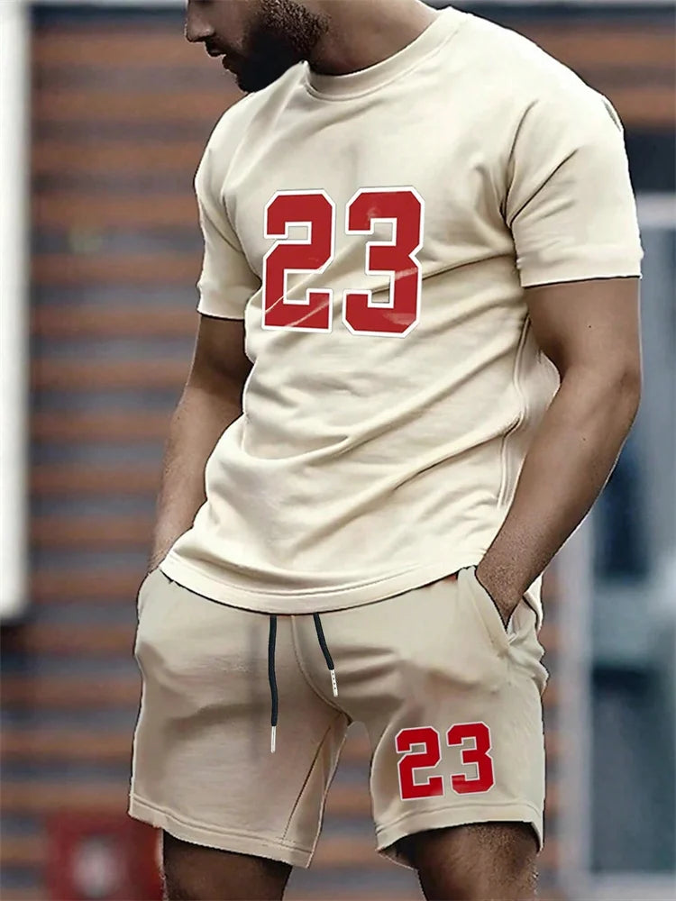 2024 New Men's Short Sleeve Shorts 2-Piece Tracksuit