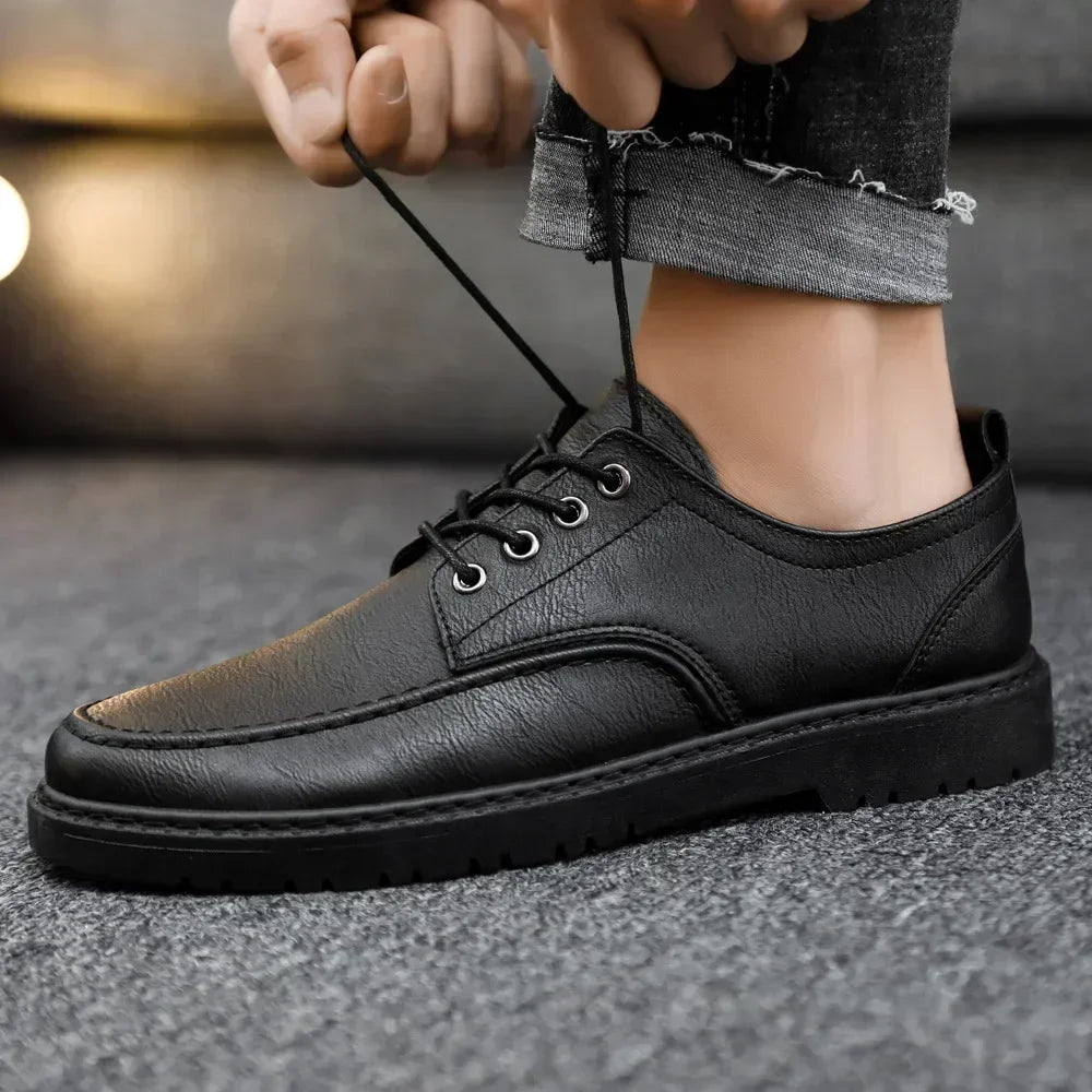 Casual Leather Shoes British Style Men's Comfortable, Quality, Leather, Soft, and Wear-Resistant, Men's Dress Shoes