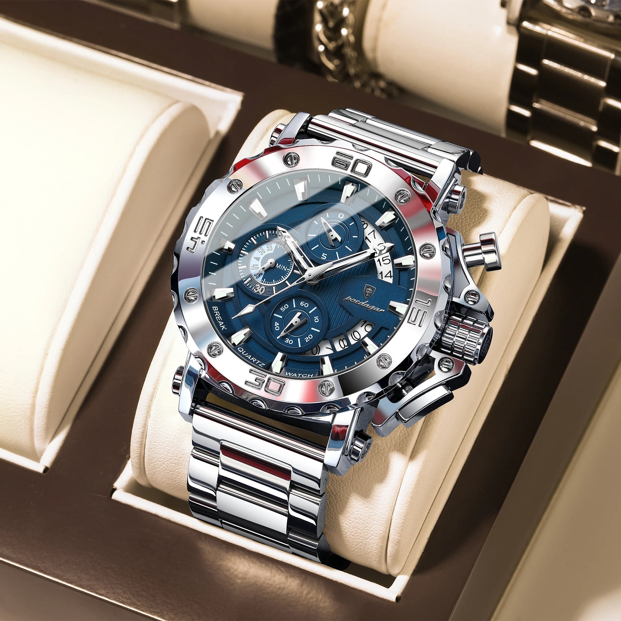 High Quality Luxury Watch For Men Calendar  Man Clock Stainless Steel Men's Quartz Watches