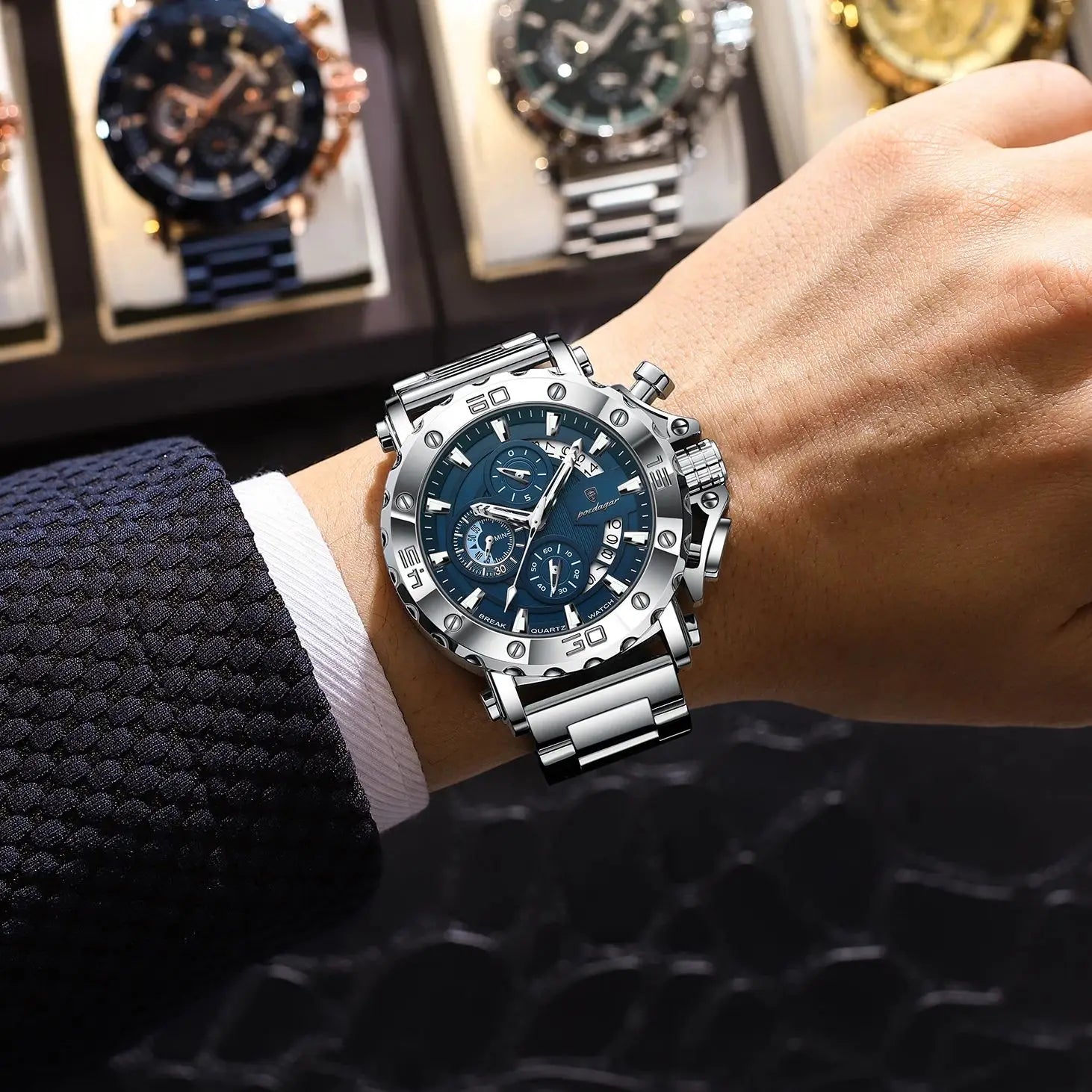 High Quality Luxury Watch For Men Calendar  Man Clock Stainless Steel Men's Quartz Watches