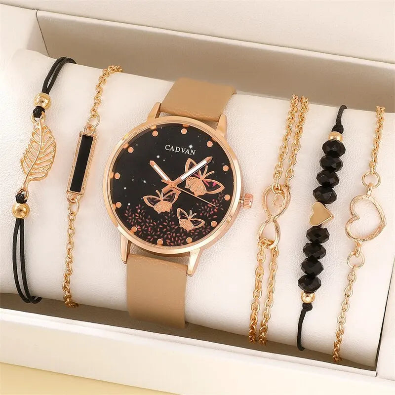 6pcs -  Set Womens Watches Ladies Fashion