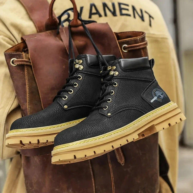 Men Boots Leather 2025 Brown