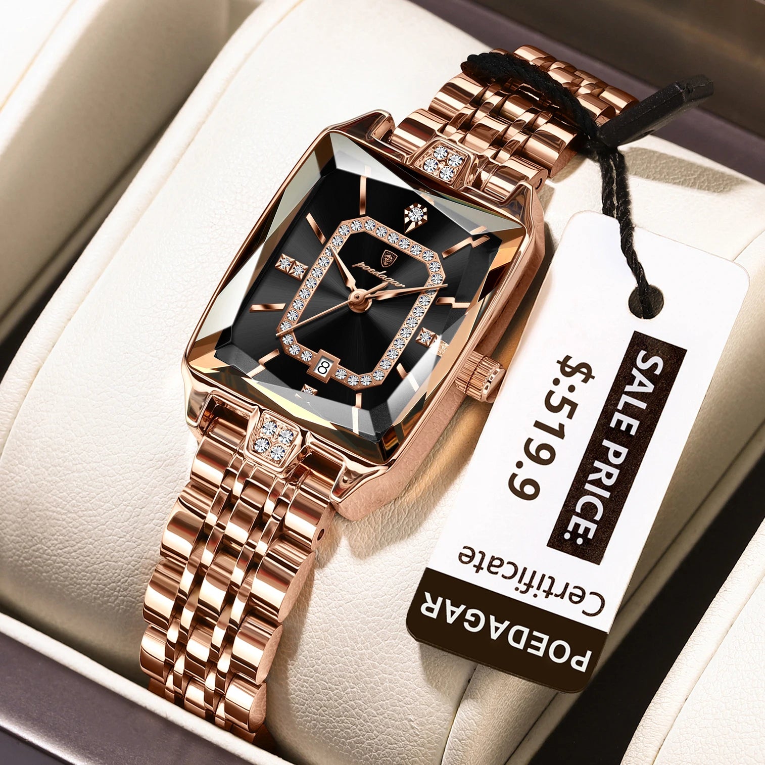 High Quality Ladies  Waterproof  Watch Stainless Steel Quartz Women's Watches Elegant+Box