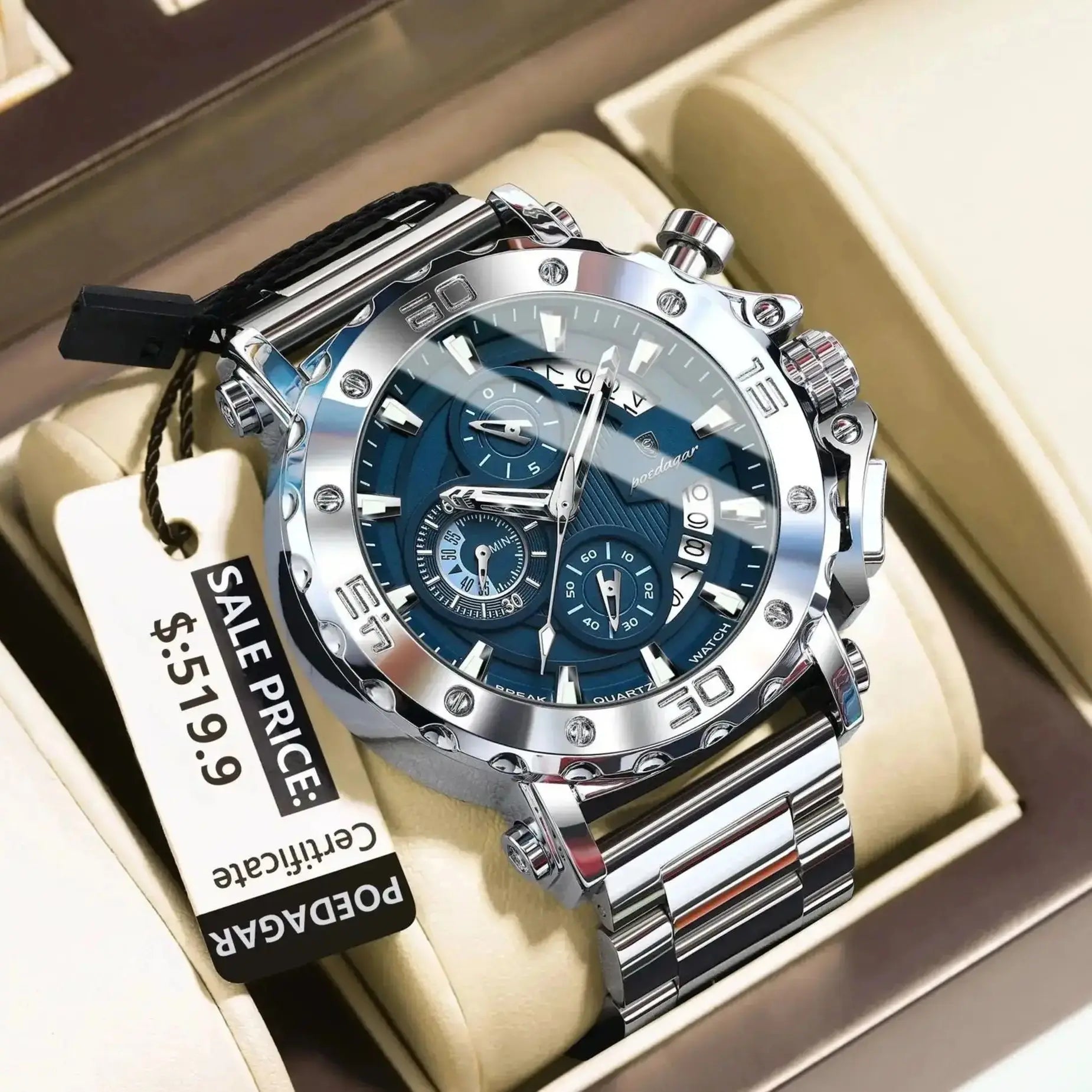 High Quality Luxury Watch For Men Calendar  Man Clock Stainless Steel Men's Quartz Watches