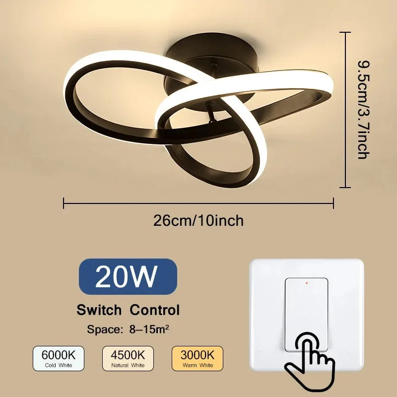 LED Ceiling Light, 6500K White Light Spiral