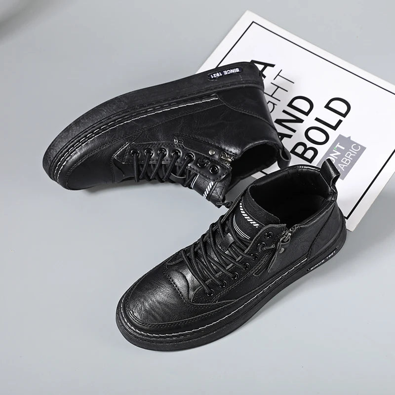 Men's boots four seasonal outdoor workwear boots male casual boots fashion soft sole comfortable leather sports boots men's shoe