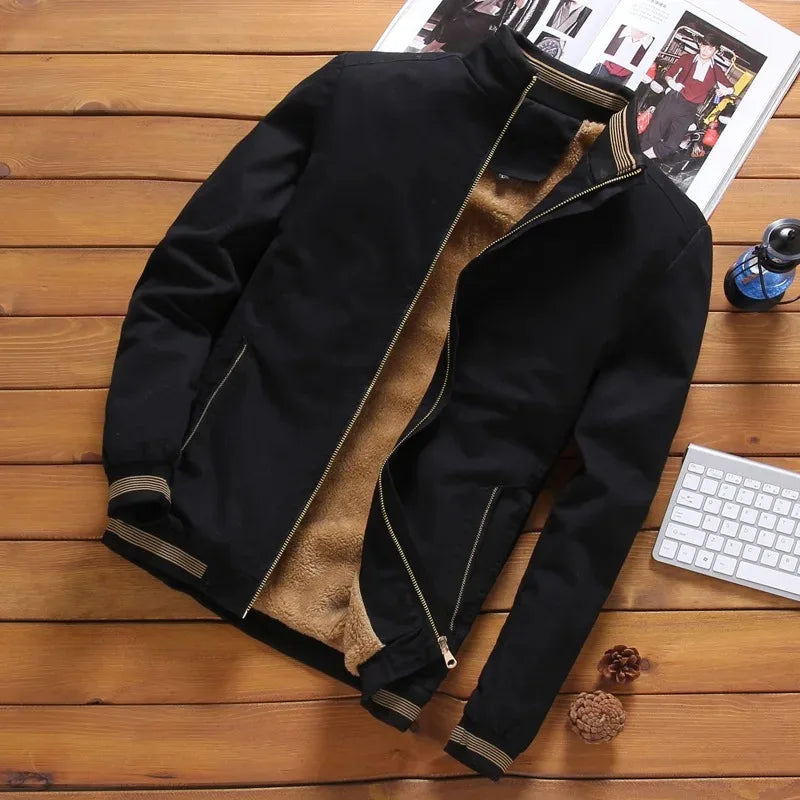 New Men's Fashion Aviator Jacket Fleece Thickened Warm Baseball Jacket