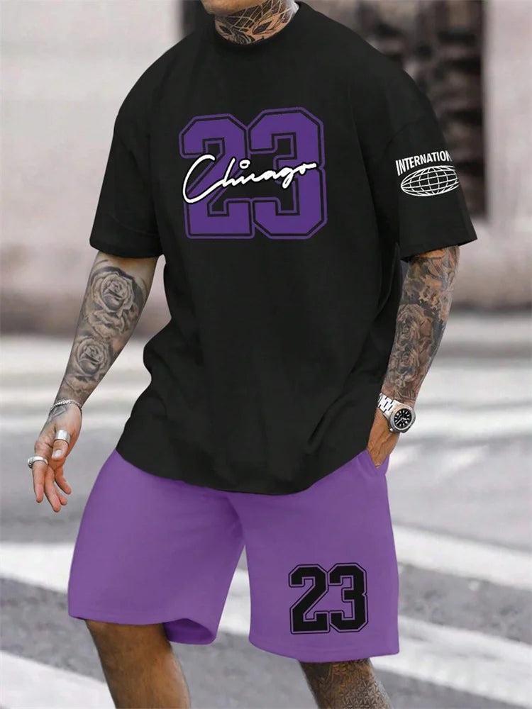 2024 New Men's Short Sleeve Shorts 2-Piece Tracksuit