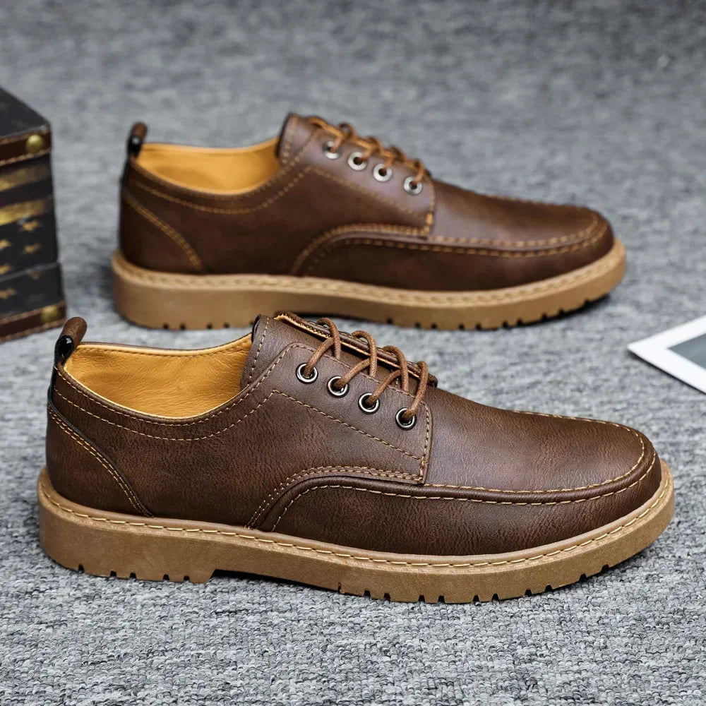 Casual Leather Shoes British Style Men's Comfortable, Quality, Leather, Soft, and Wear-Resistant, Men's Dress Shoes