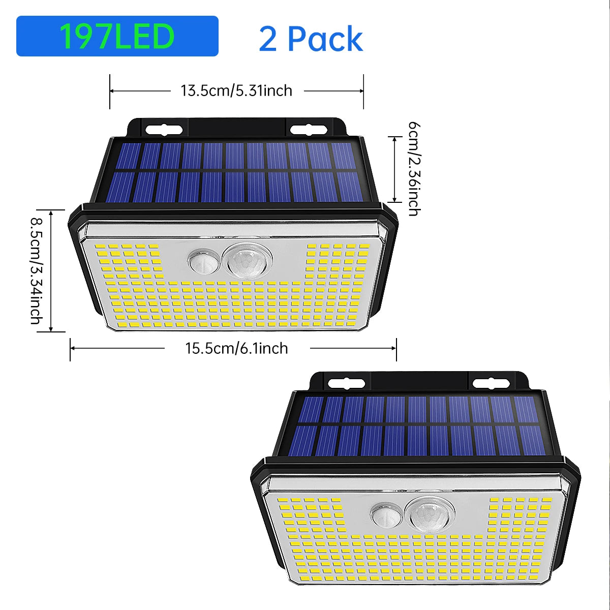 2 - Pack Solar Outdoor Motion Sensor Wall Light Solar