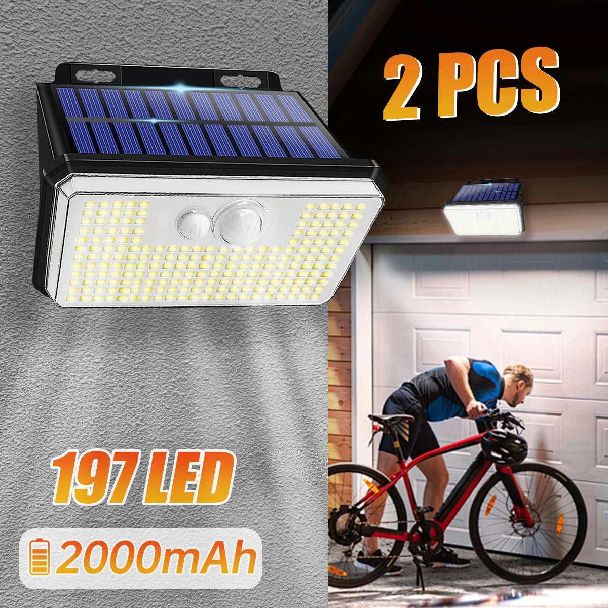 2 - Pack Solar Outdoor Motion Sensor Wall Light Solar