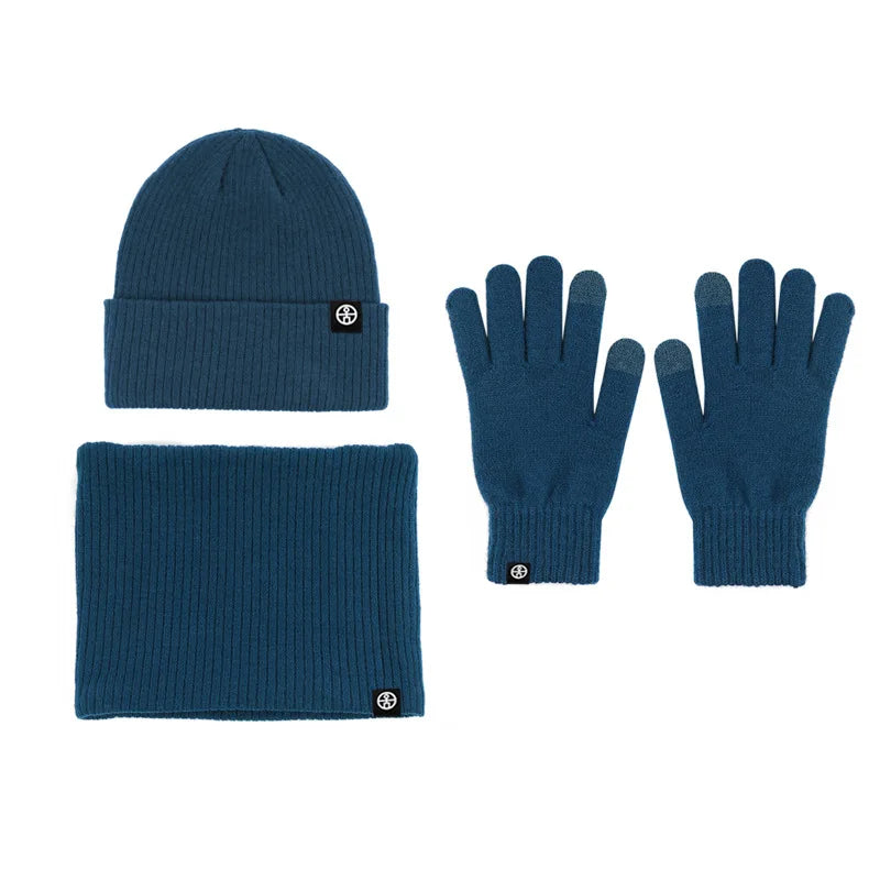 3pcs Winter Beanie Hat Gloves Snood Scarf
