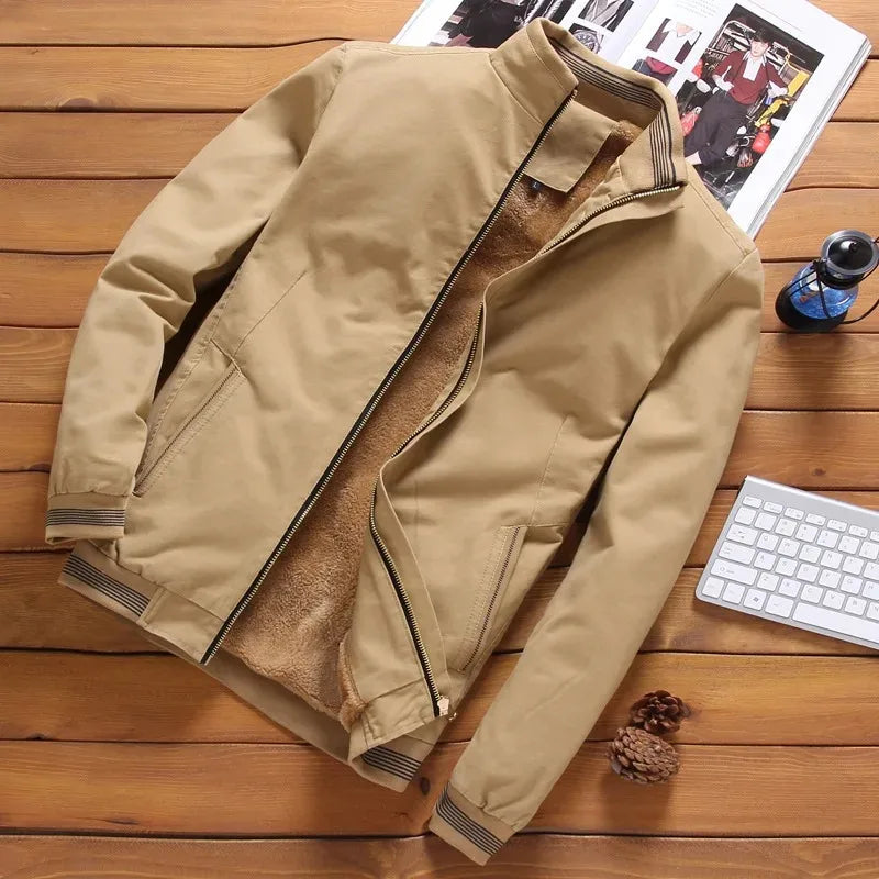 New Men's Fashion Aviator Jacket Fleece Thickened Warm Baseball Jacket