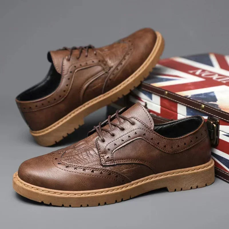 Casual Leather Shoes British Style Men's Comfortable, Quality, Leather, Soft, and Wear-Resistant, Men's Dress Shoes