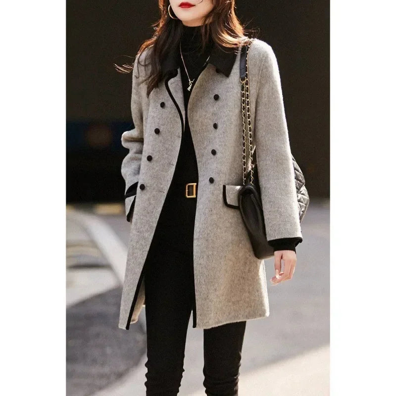 Blends Coat Autumn Women Fall Winter