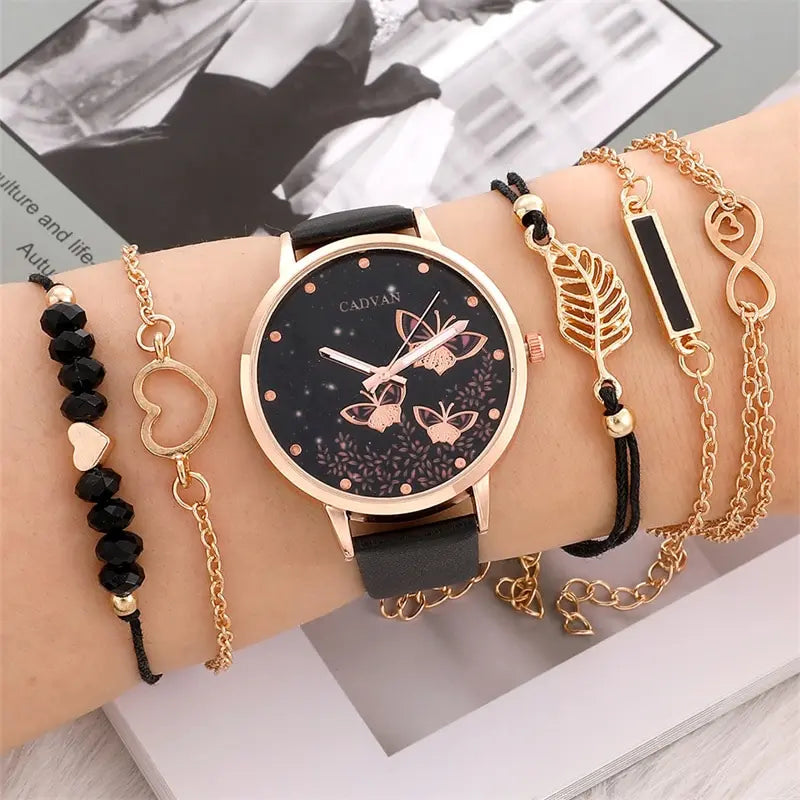 6pcs -  Set Womens Watches Ladies Fashion