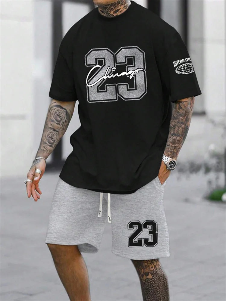 2024 New Men's Short Sleeve Shorts 2-Piece Tracksuit