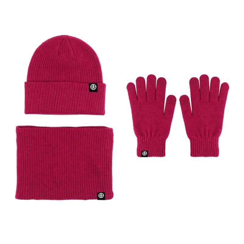 3pcs Winter Beanie Hat Gloves Snood Scarf
