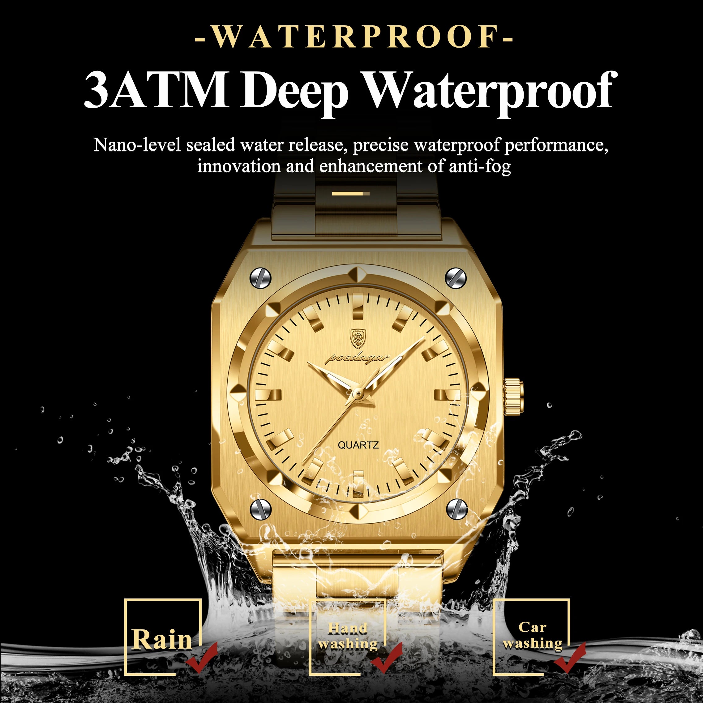 Luxury Elegant Square Woman Stainless Steel Quartz Women's Watches
