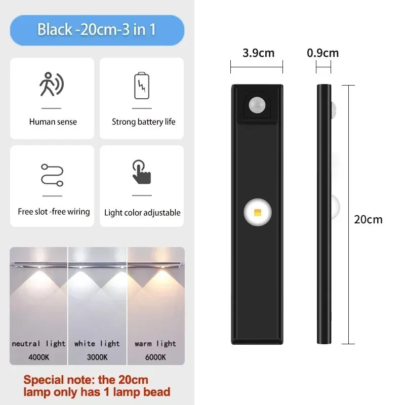 3 in 1 Under Cabinet Lights Wireless Lamp with Motion Sensor