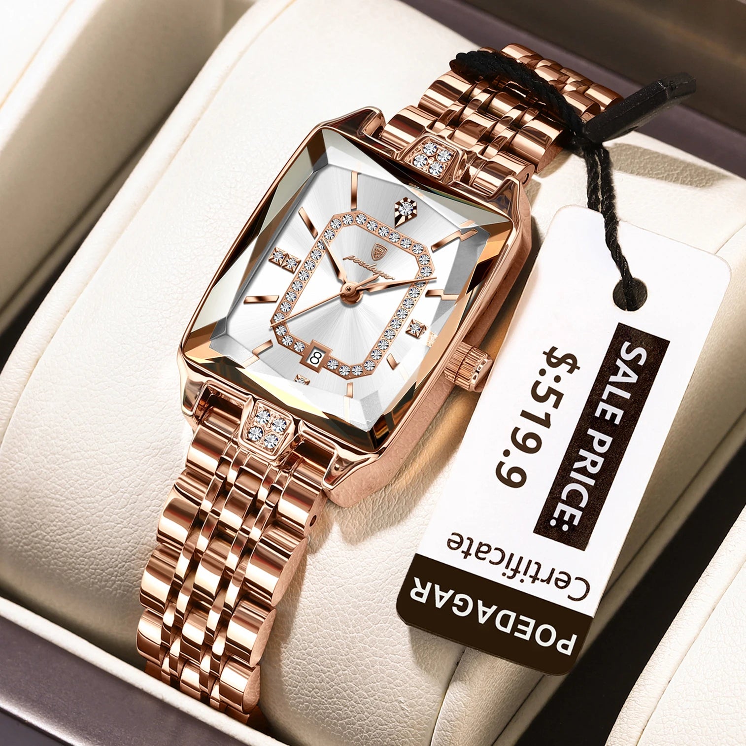 High Quality Ladies  Waterproof  Watch Stainless Steel Quartz Women's Watches Elegant+Box