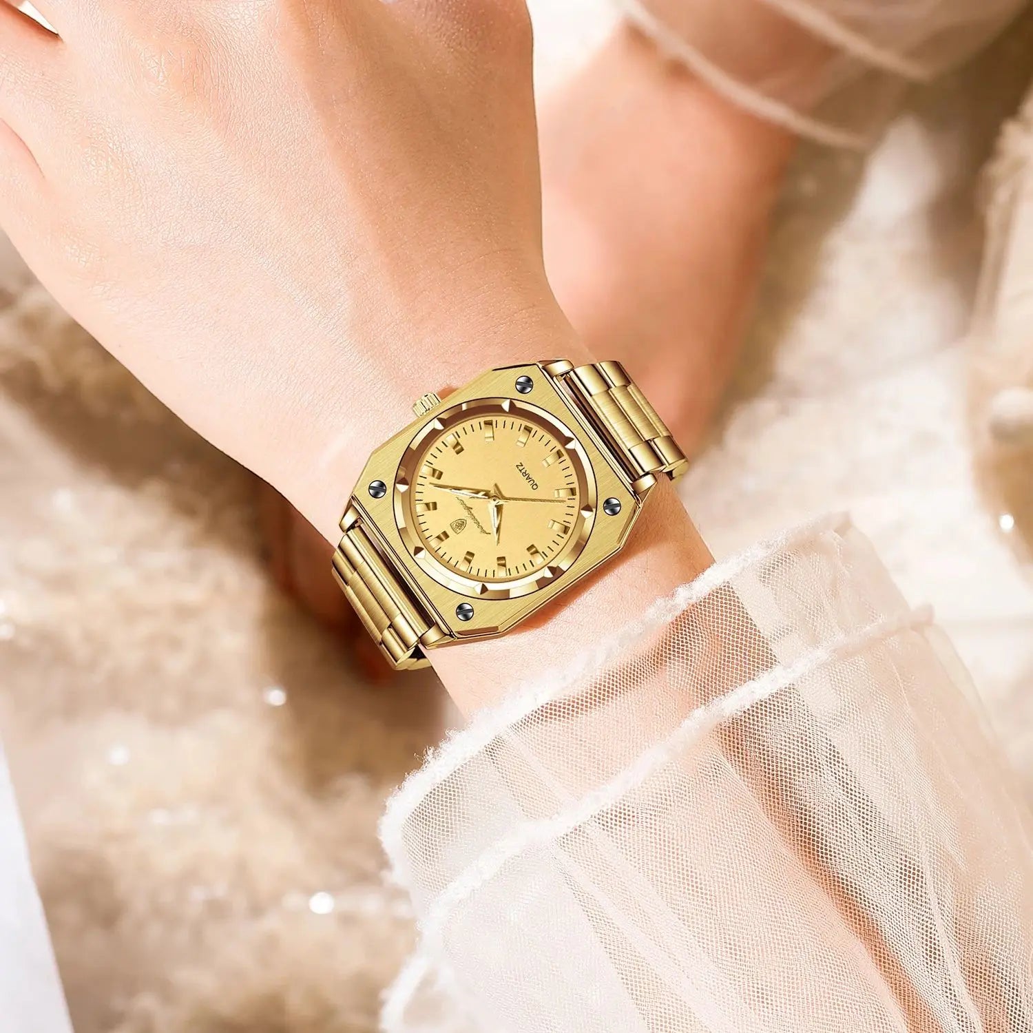 Luxury Elegant Square Woman Stainless Steel Quartz Women's Watches