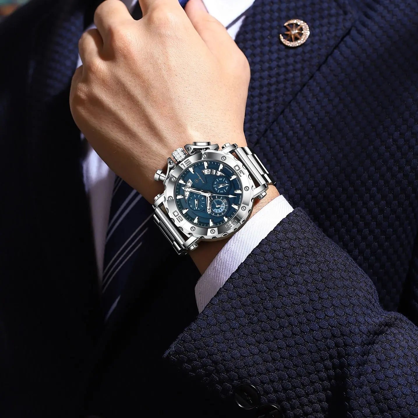 High Quality Luxury Watch For Men Calendar  Man Clock Stainless Steel Men's Quartz Watches