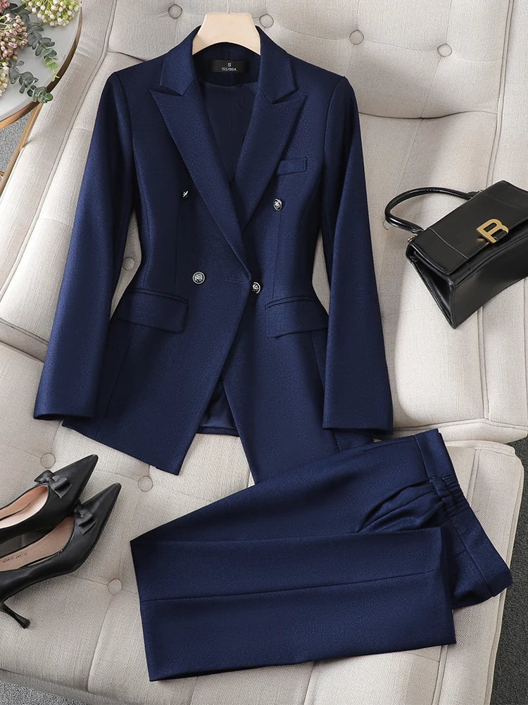 Women's Pant Suit Long Sleeve Solid Ladies Blazer