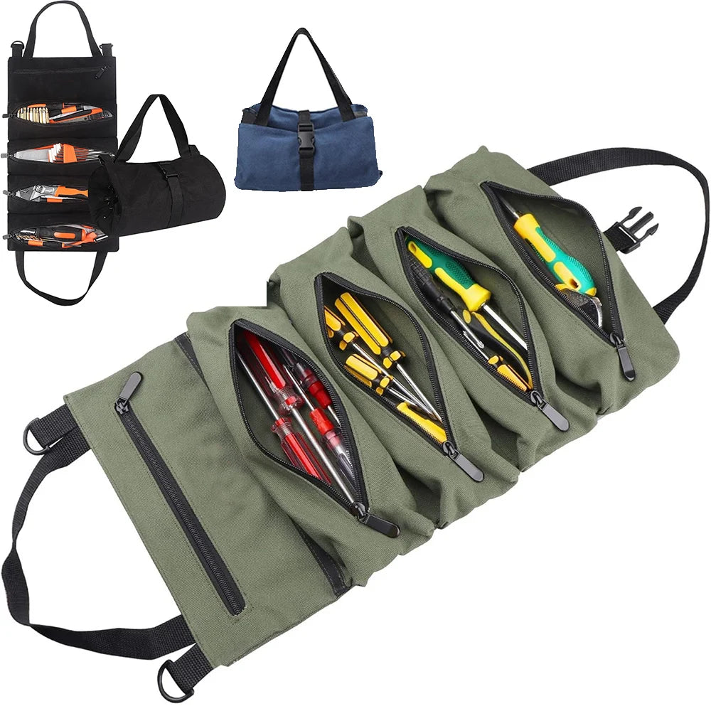 Tool Roll Bag - Easy to Carry 5-Pocket Roll Up Tool Bag