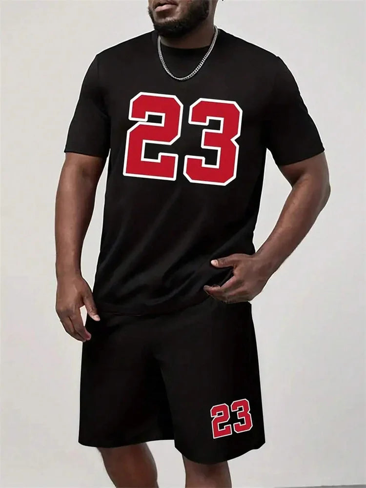 2024 New Men's Short Sleeve Shorts 2-Piece Tracksuit